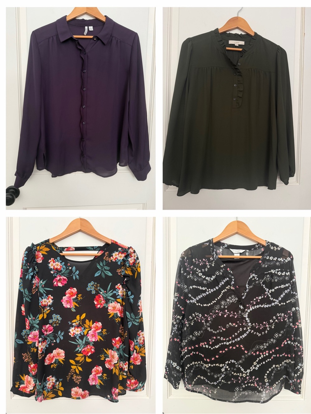 Loft size petite large bundle of long sleeve blouses lot shirts teacher office